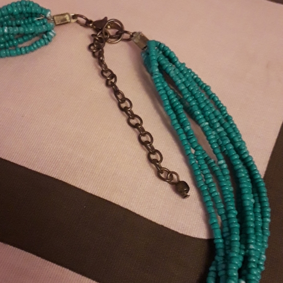 Necklace Turquoise and Bronze Beaded - Picture 5 of 6